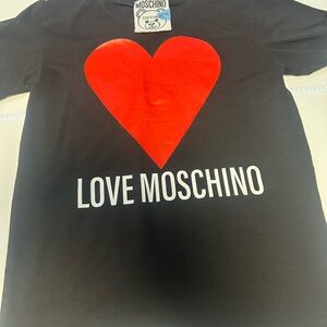 Love Moschino Black and Red Heart T-Shirt Size S Good condition